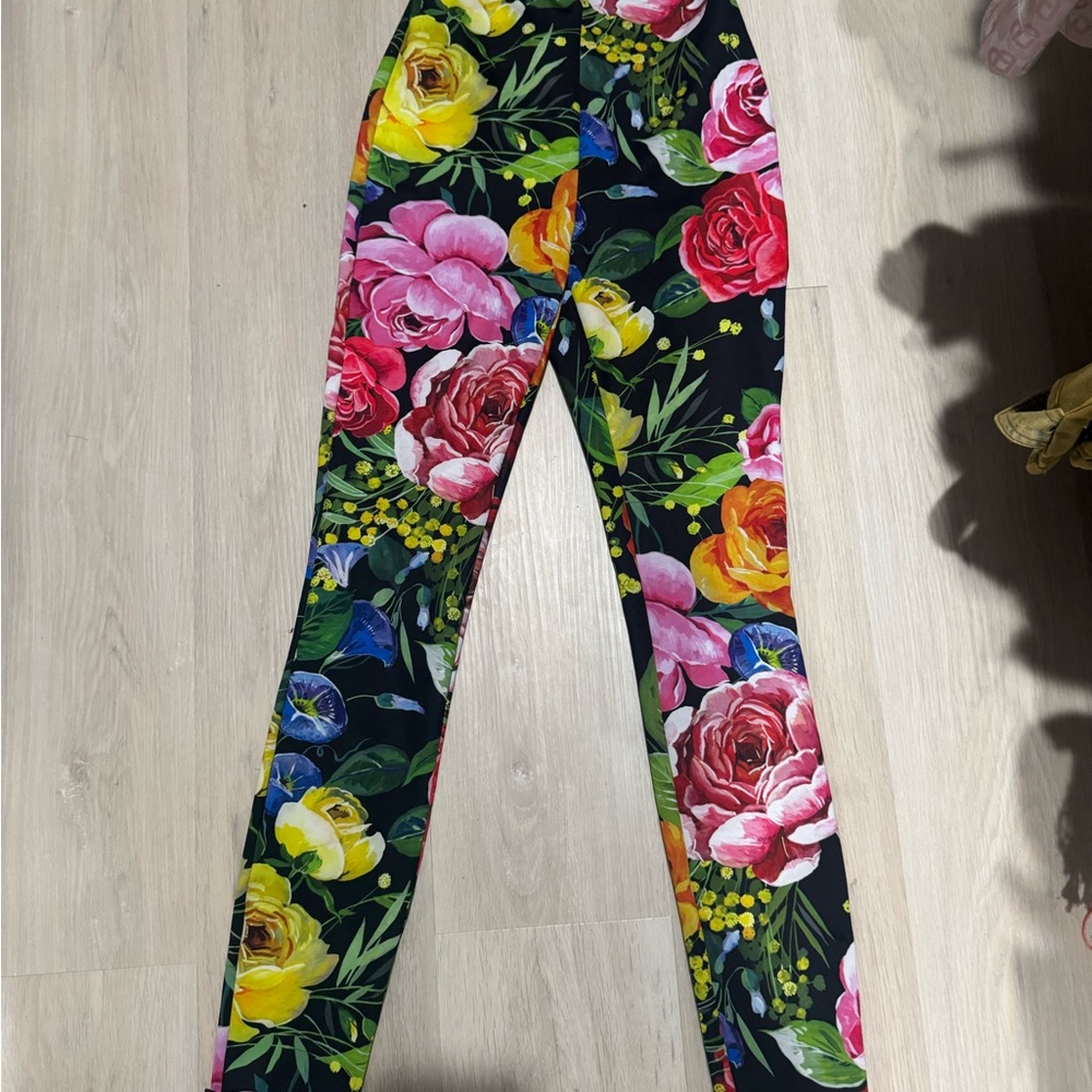 Dolce & Gabbana Floral Leggings - Black, Yellow, Pink